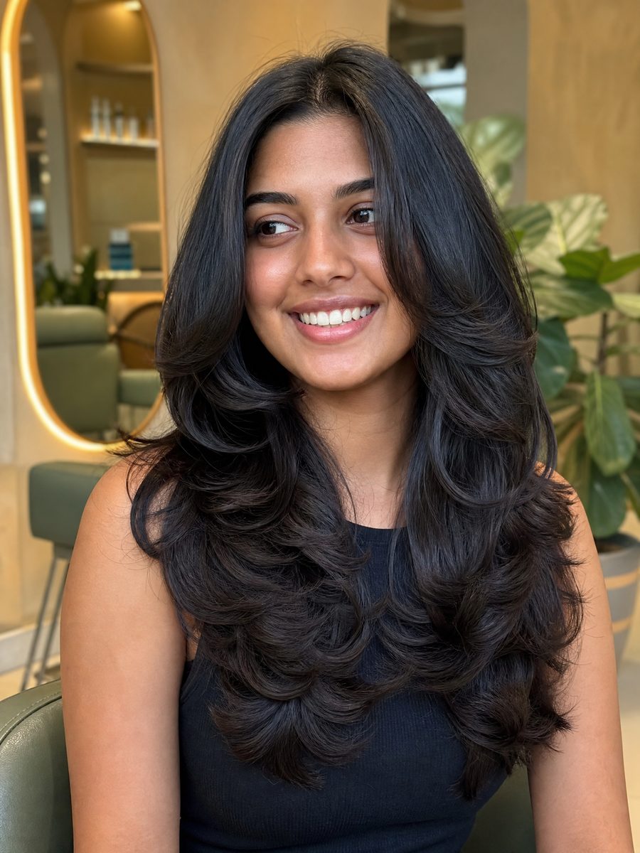 Butterfly cut — voluminous curled layers